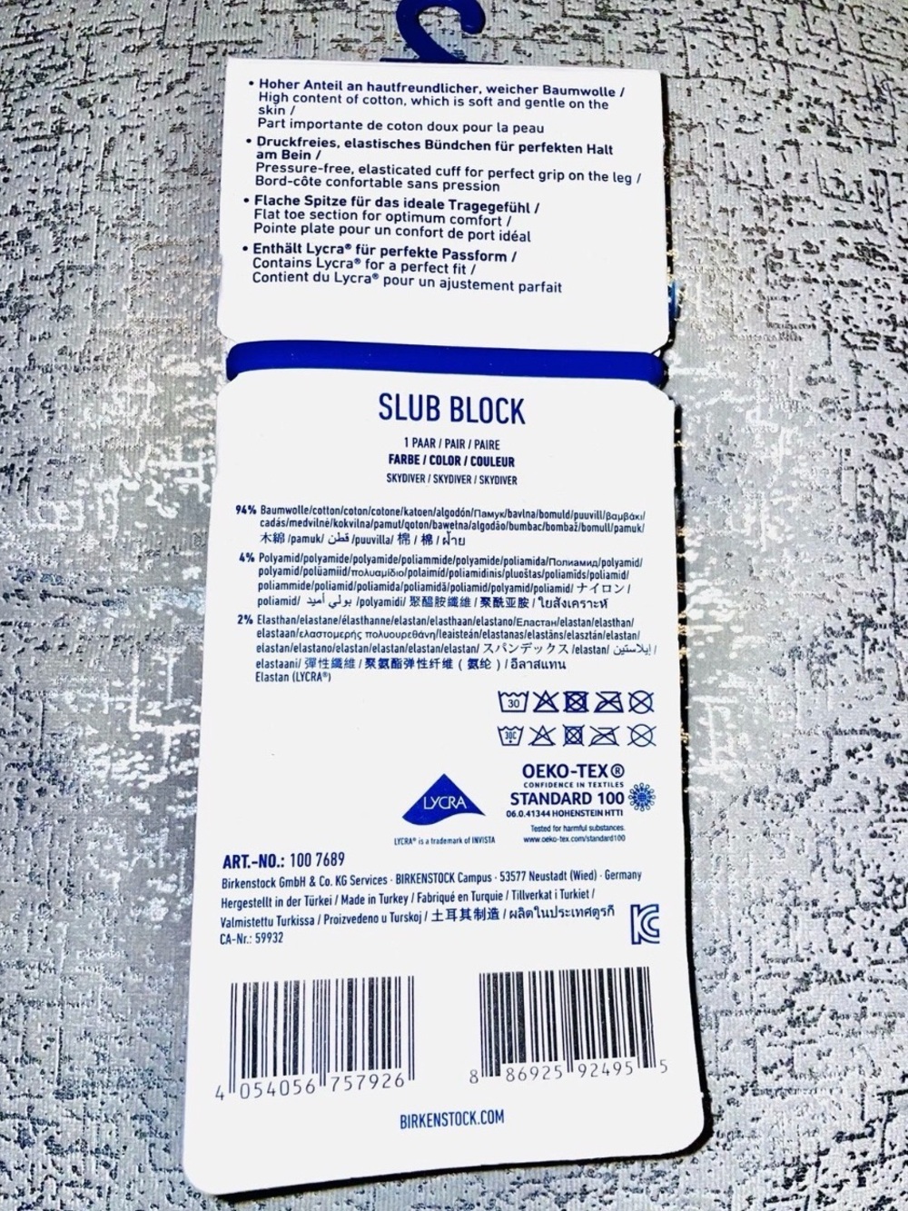 Birkenstock Boys Slub Block Crew Socks Size US C9-C11 EU 27-29 1 Pair - New - Picture 2 of 2